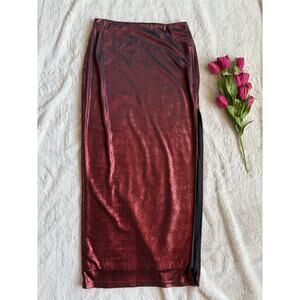 Cupshe Red Metallic Long Skirt with Slit Size Medium